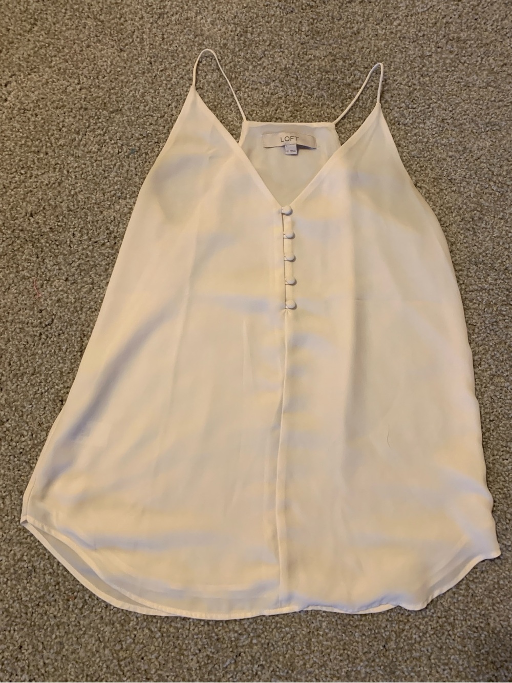 LOFT Ivory Spaghetti-Strap V-Neck Cami with Front Buttons